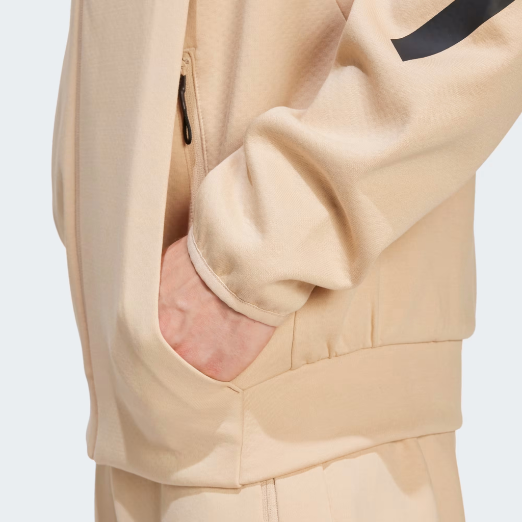 Áo Khoác Adidas Nam Chính Hãng - ZNE Track Jacket with Hood and Full-Body Zip Closure  - Màu Be | JapanSport JF2445