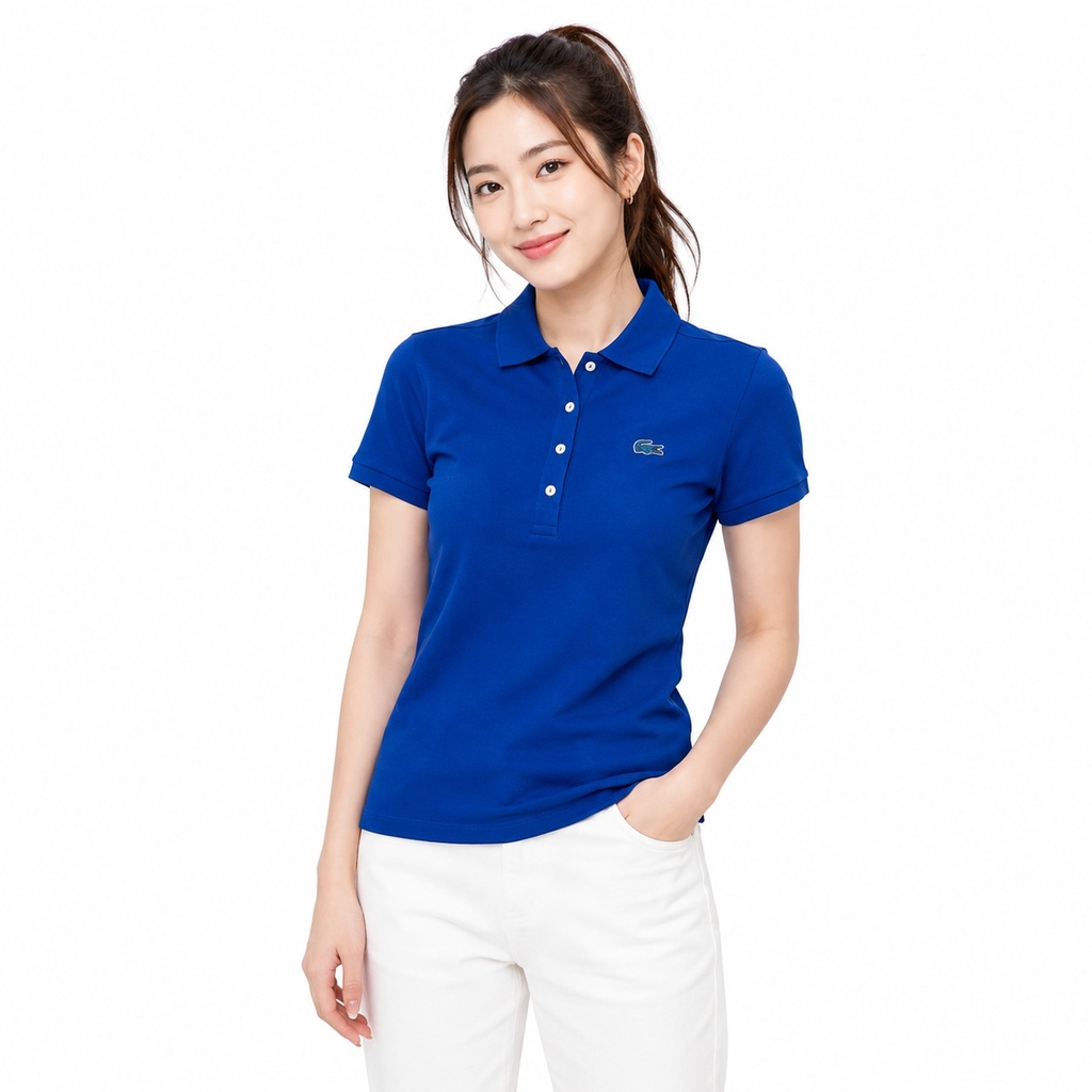 Áo Polo Lacoste nữ Chính hãng - L.12.D Slim Fit Stretch Petit Piqué - Màu Xanh | JapanSport PF5462-51-HEX