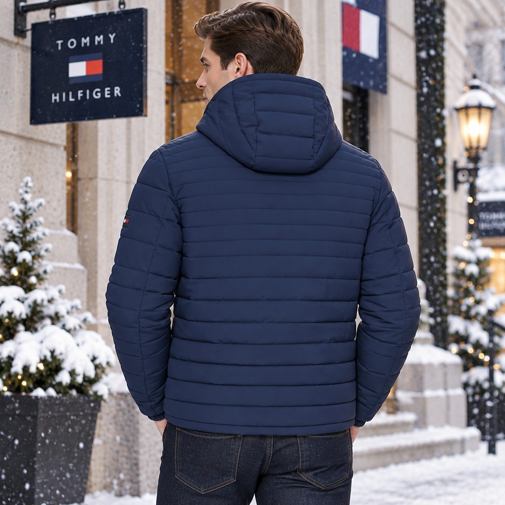 Áo Khoác Tommy Hilfiger Chính hãng - Stretch Poly Hooded Packable Jacket - Màu xanh | JapanSport 151AP619