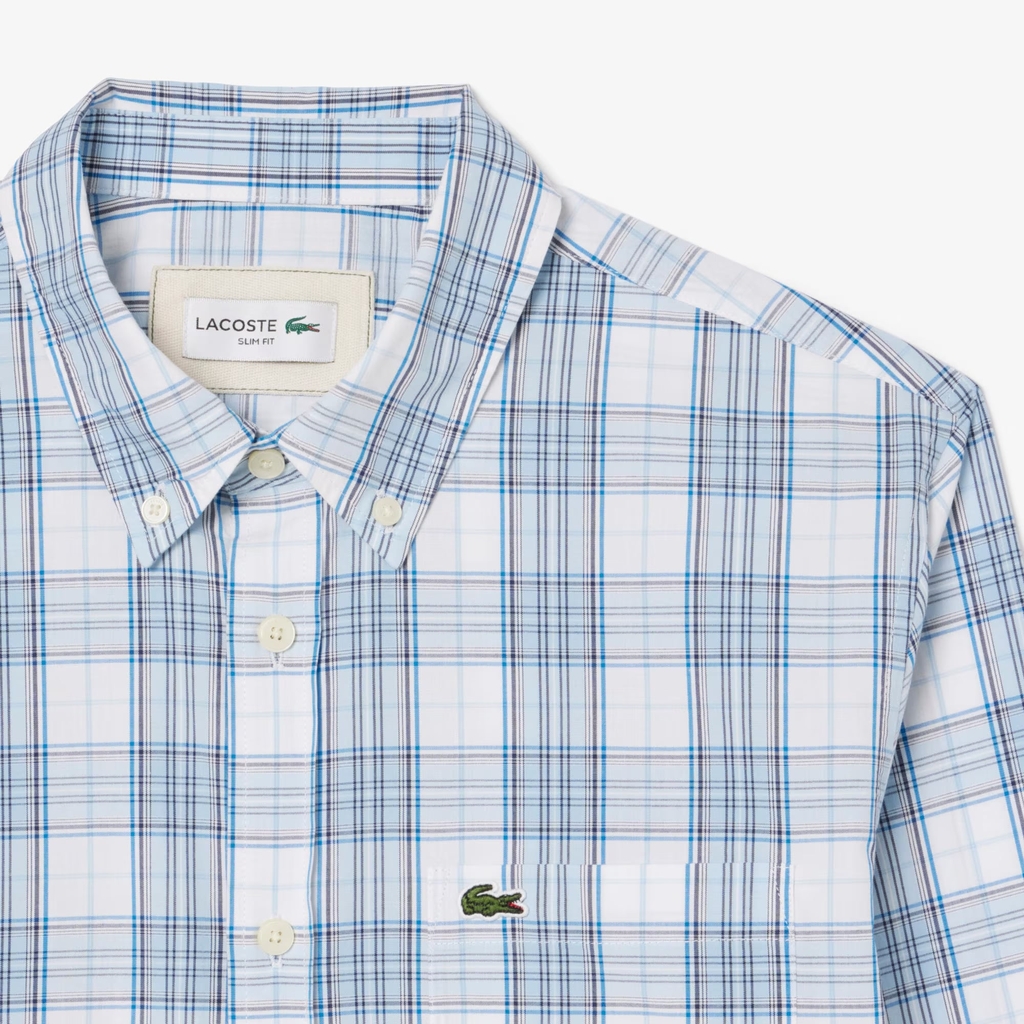 Áo Sơ Mi Lacoste Chính Hãng - Stretch Plaid Shirt - Màu Xanh | JapanSport  CH3745-51-CGI