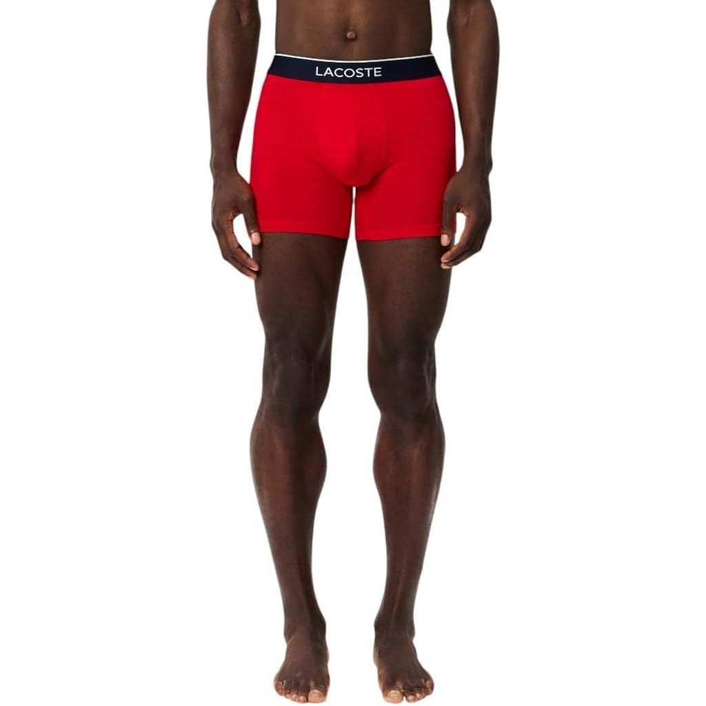 Quần Boxer Lacoste Chính hãng - 3-Pack Cotton Boxer Briefs - Màu Xám/Navy/Đỏ | JapanSport 6H1294-51-W3T