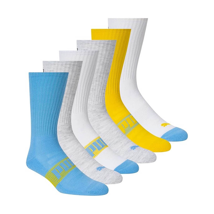 Set 6 đôi Tất Puma Chính Hãng - PUMA International Soccer 2026 High-Top Athletic Socks - Màu Trắng/Xanh/Vàng/Xám | JapanSport P602684BFFB9-450