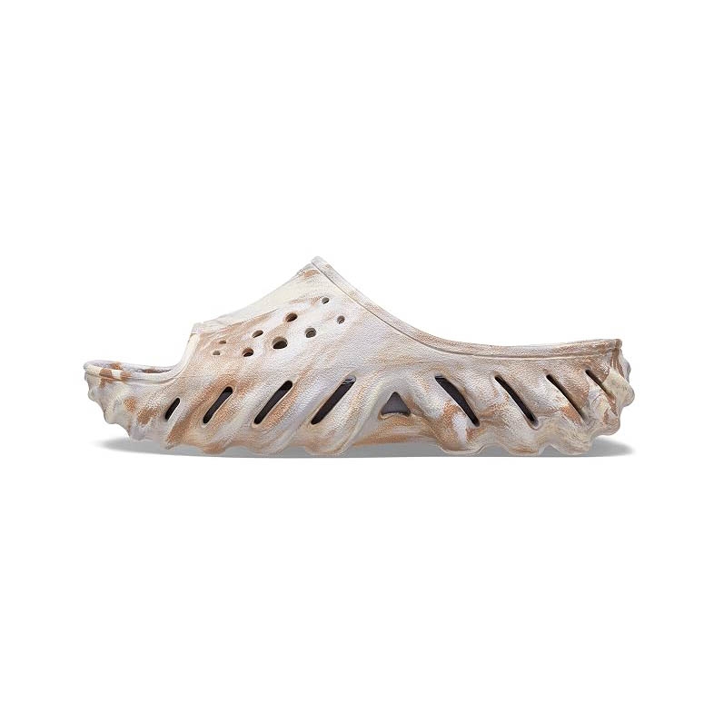 Dép Crocs Chính Hãng - Echo Marbled Slide Bone - Màu be | JapanSport 208467-2Y3
