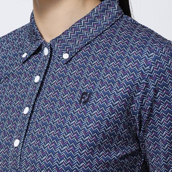 Áo Polo Nữ Foot joy Chính Hãng - Chevron Print Thermolite - Màu Navy | JapanSport 81167   FJW-F23-S01