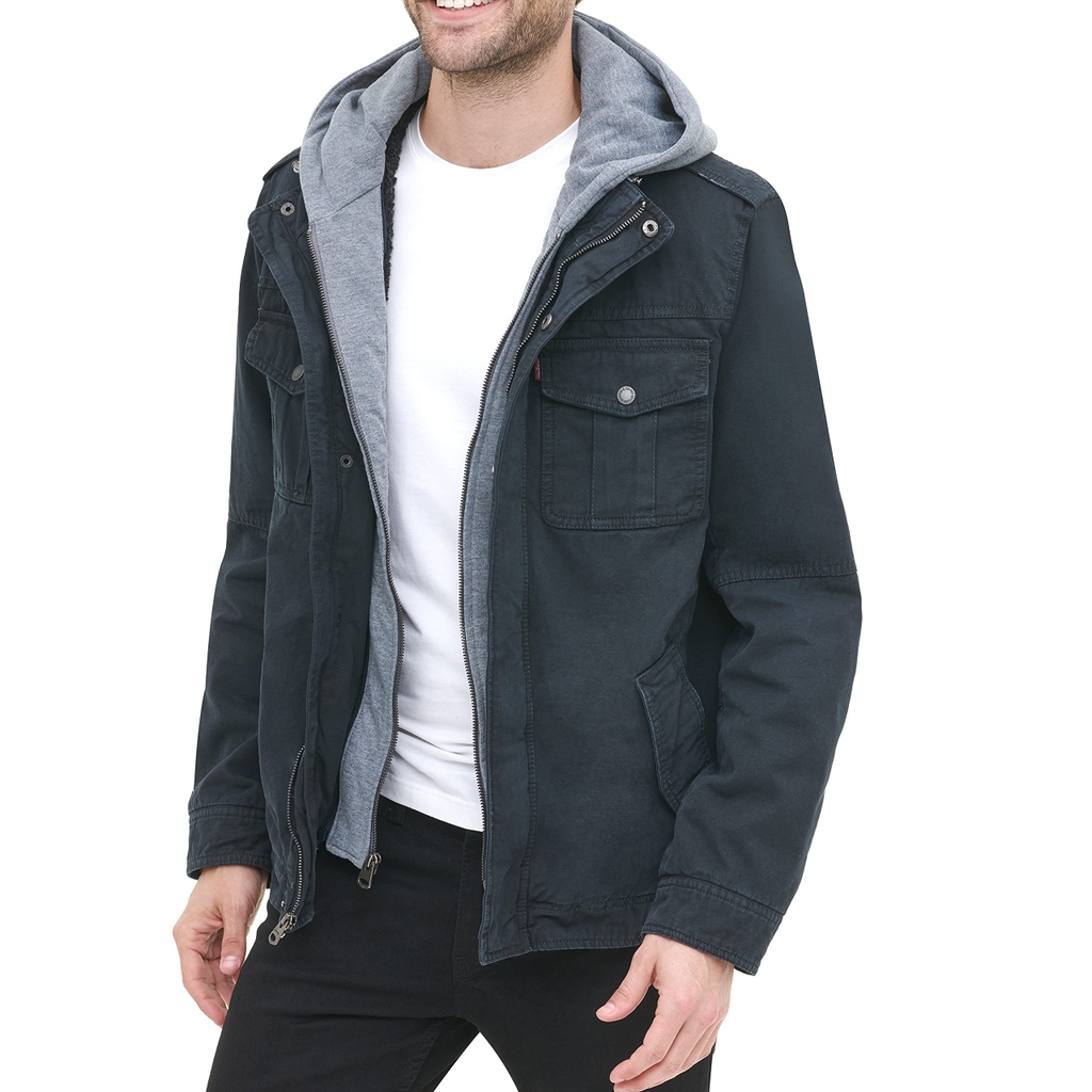 Áo Khoác Levi's Chính Hãng - Levi's® Twill Hooded Military Trucker Jacket - Màu Xanh Navy | JapanSport LM8RC364-nvy