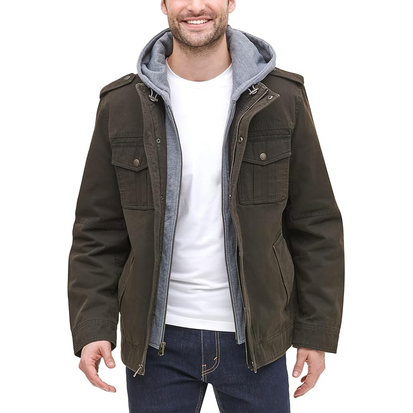 Áo Khoác Levi's Chính Hãng - Washed Cotton Hooded Military Jacket - Màu Nâu Đậm | JapanSport LM8RC364-dbr