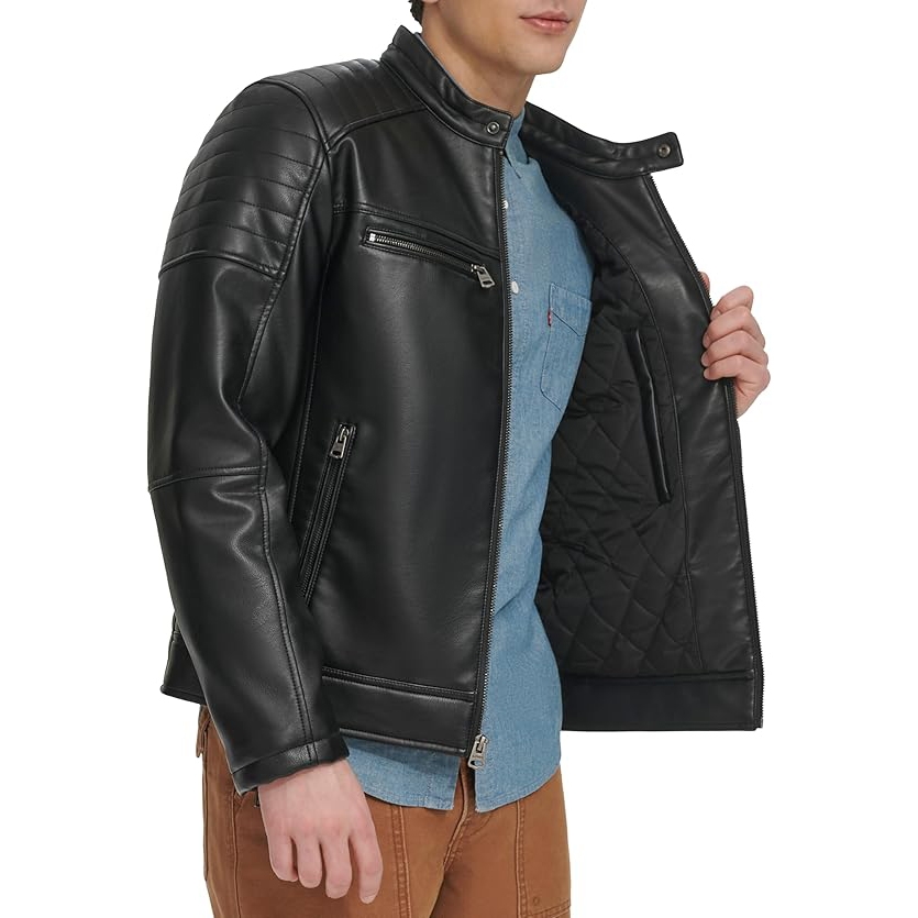 Áo Khoác Da Levi's Chính Hãng - Faux Leather Racer Jacket - Màu Đen | JapanSport LM4JU866-blk