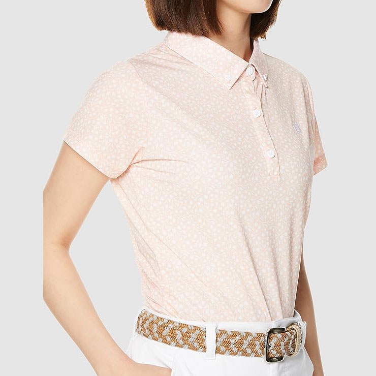 Áo Golf Polo FootJoy Nữ Chính Hãng - Small Flower Print Short Sleeve Shirt - Màu Cam | Japansport 80549-FJW-S23-S01