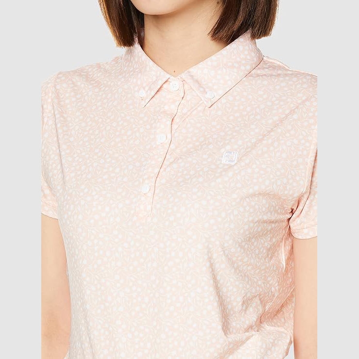 Áo Golf Polo FootJoy Nữ Chính Hãng - Small Flower Print Short Sleeve Shirt - Màu Cam | Japansport 80549-FJW-S23-S01