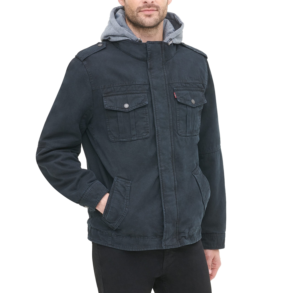 Áo Khoác Levi's Chính Hãng - Levi's® Twill Hooded Military Trucker Jacket - Màu Xanh Navy | JapanSport LM8RC364-nvy