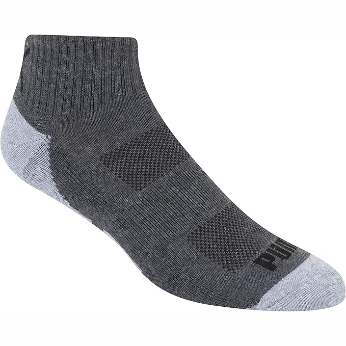 Set Tất Puma Chính hãng - 6 Pack Quarter Crew fashion liner socks - Màu Xám/Đen | JapanSport 131621-0425