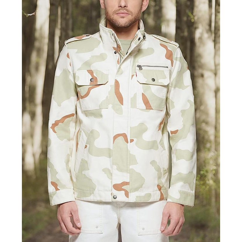 Áo Khoác Levi's Chính Hãng - Washed Cotton Military Jacket - Màu Trắng/Camo | JapanSport LM9MC286-dsc
