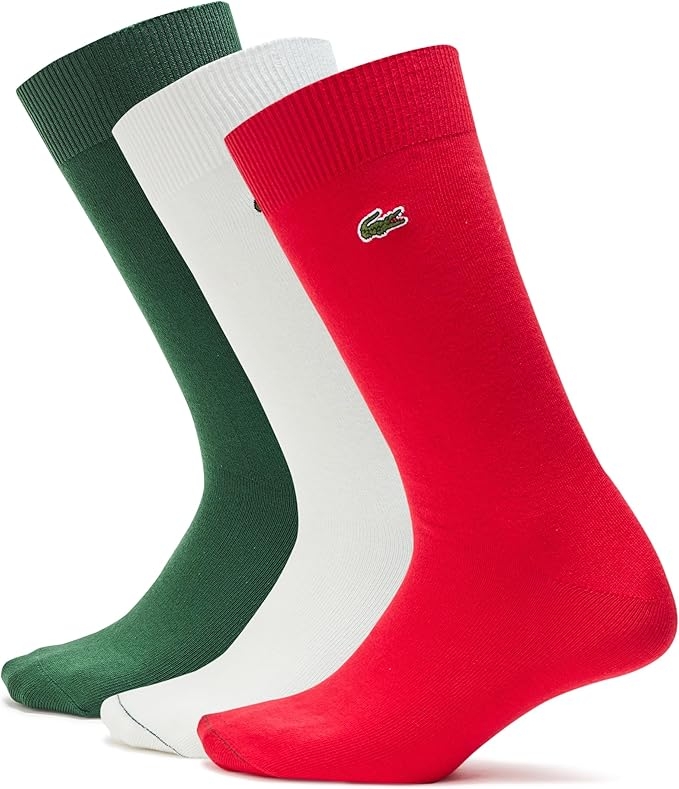 Set Tất Lacoste Chính Hãng - Unisex 3-Pack Long Socks -Màu Xanh/Trắng/Đỏ | JapanSport RA8142-51-7TI