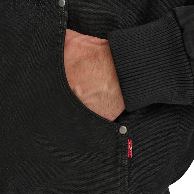 Áo Khoác Levi's Chính Hãng - Buffed Cow Faux Leather Hoody Bomber - Màu Đen | JapanSport LM2RS077-blk