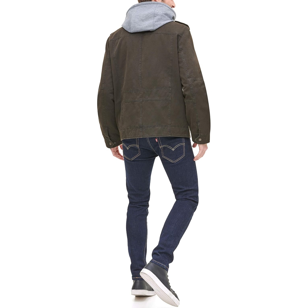 Áo Khoác Levi's Chính Hãng - Washed Cotton Hooded Military Jacket - Màu Nâu Đậm | JapanSport LM8RC364-dbr
