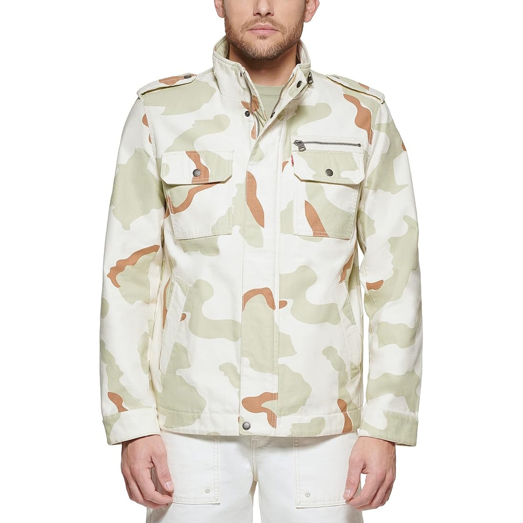 Áo Khoác Levi's Chính Hãng - Washed Cotton Military Jacket - Màu Trắng/Camo | JapanSport LM9MC286-dsc