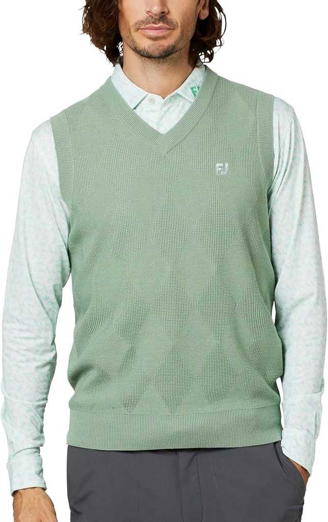 Áo Vest FOOTJOY Chính Hãng - Áo gile len golf nam cổ tròn - Màu Xanh Băng | JapanSport 38556 FJ-F25-M07