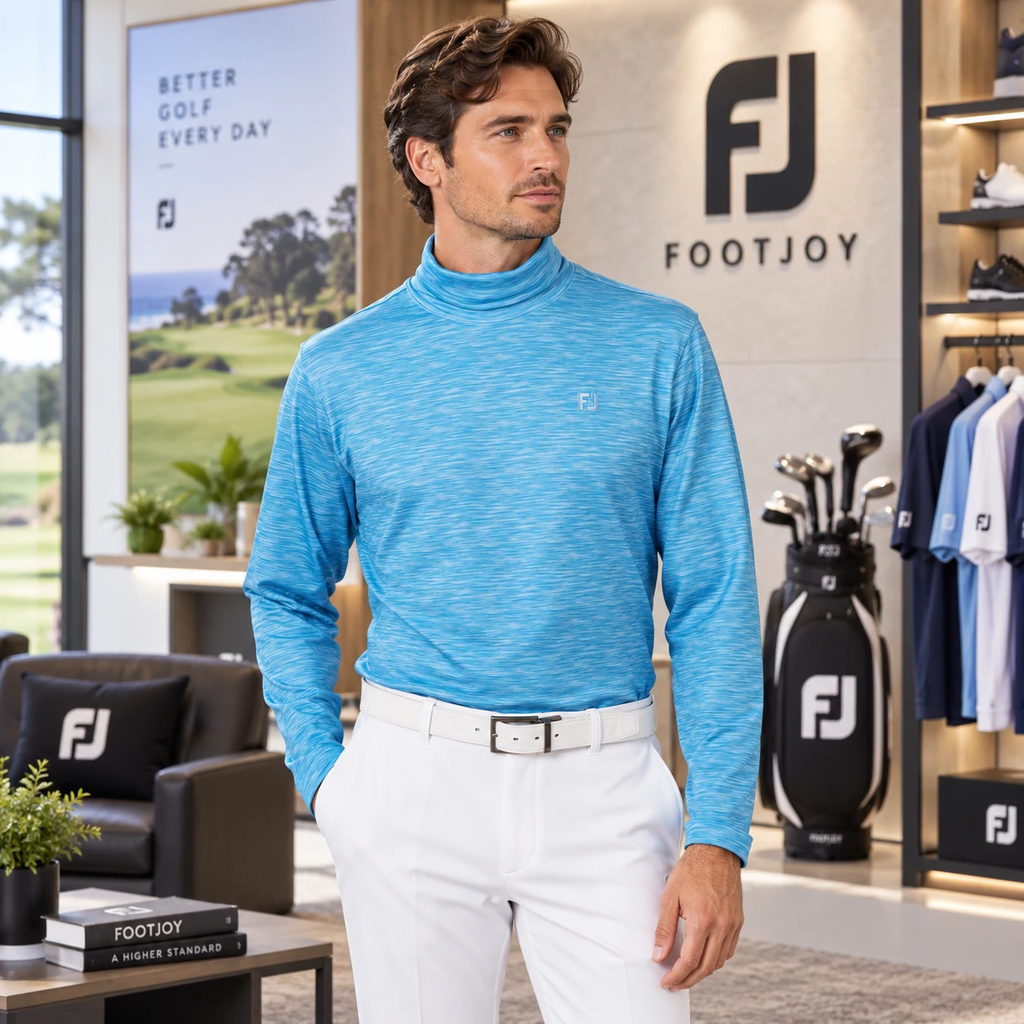 Áo Dài Tay FOOTJOY Chính Hãng - Space Dye Roll Neck Brushed Long Sleeve Shirt - Màu Xanh | JapanSport 38548 FJ-F25-S16