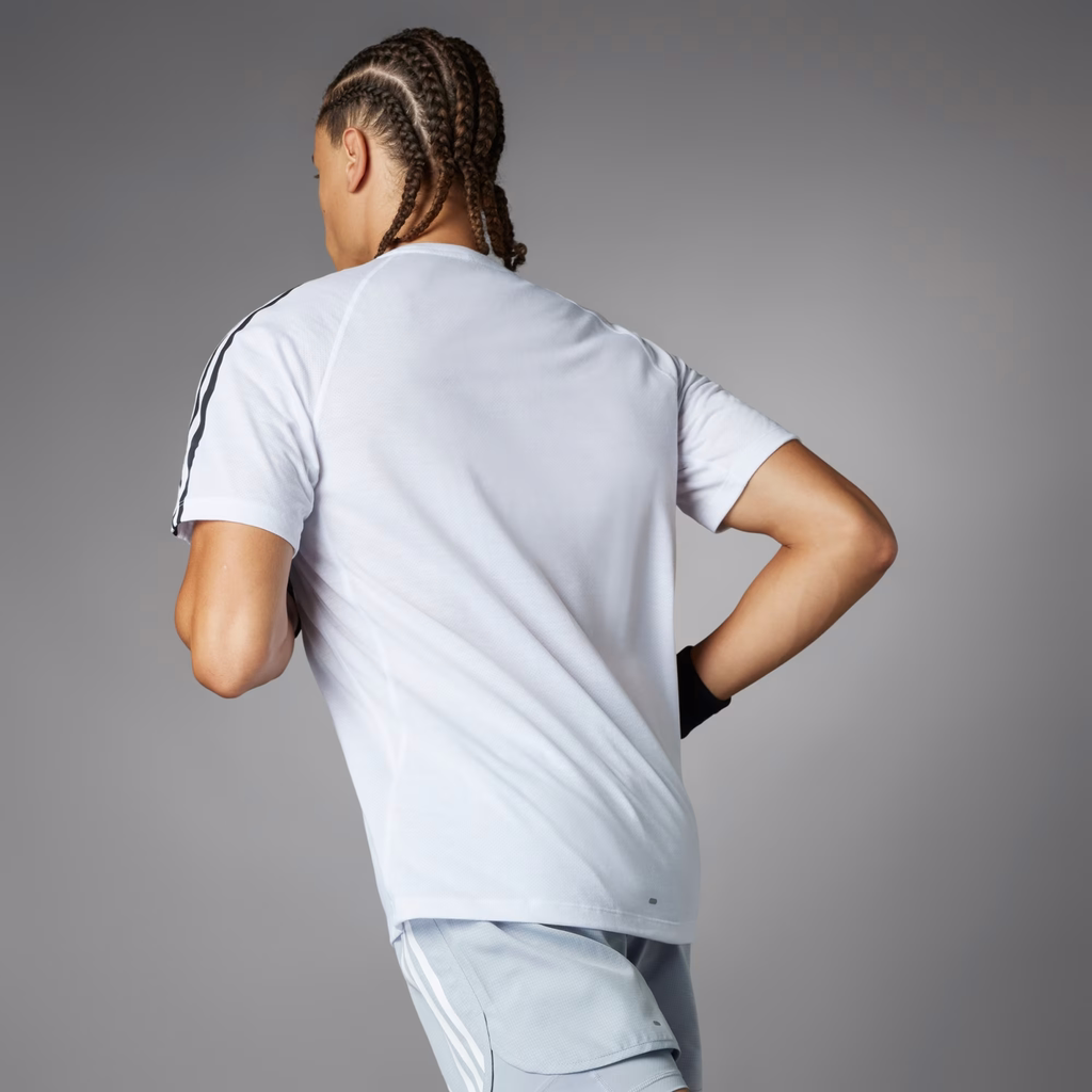 Áo Phông Adidas Nam Chính Hãng - Own the Run 3-Stripes Tee - Màu Trắng  | JapanSport IQ3835