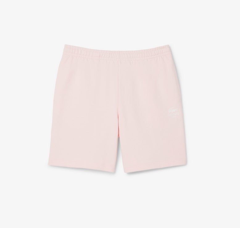 Quần Short Lacoste Chính hãng - Printed Cotton Fleece Shorts - Màu Hồng | JapanSport GH0990-51-T03