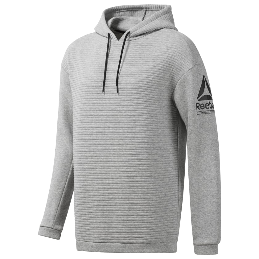 Áo Khoác Reebok Chính Hãng - Workout Ready Fleece Pullover Hoodie - Màu ghi | JapanSport EC0871