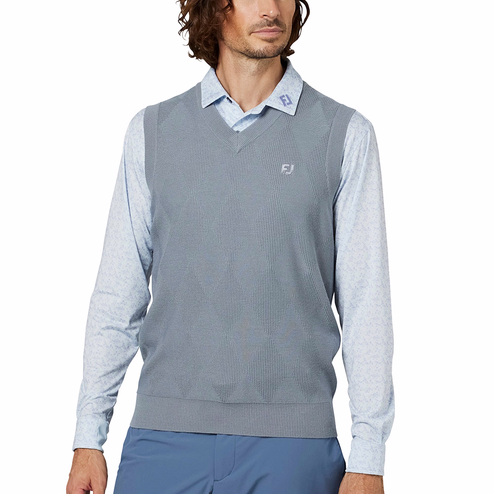 Áo Vest FOOTJOY Chính Hãng - Men's Argyle V-Neck Golf Sweater Vest - Màu Xám | JapanSport 38558 FJ-F25-M07