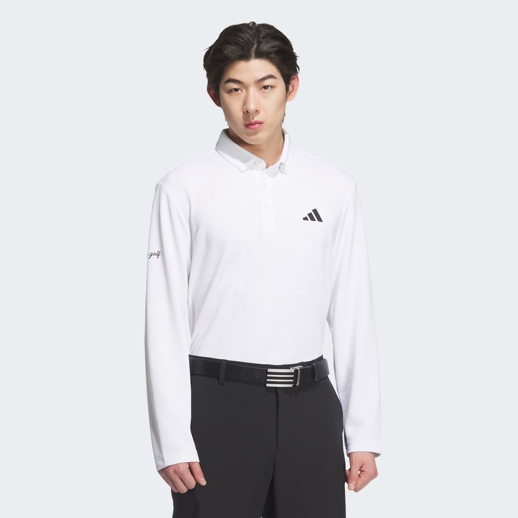 Áo Dài Tay Adidas Nam Chính Hãng - Monogram Long-Sleeve Polo Shirt -Xám Trắng | JapanSport JL7946