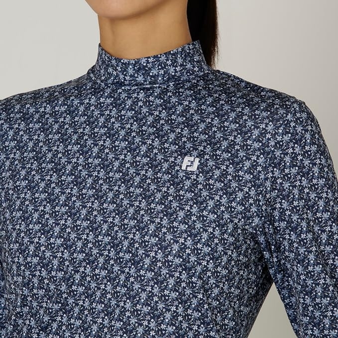 Áo Footjoy Nữ Chính Hãng - Long-Sleeve Mock Neck Floral Print - Màu Xanh | JapanSport FJW-F24-S08