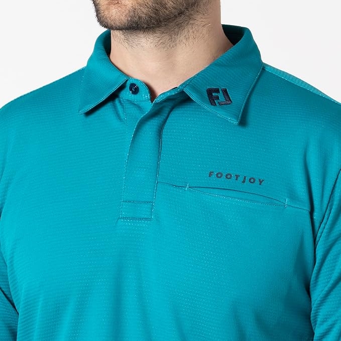 Áo Polo FOOTJOY Chính Hãng - Dry Througlight Men's Long Sleeve Front Pocket Shirt - Màu Xanh | JapanSport 32165-FJ-F24-S01