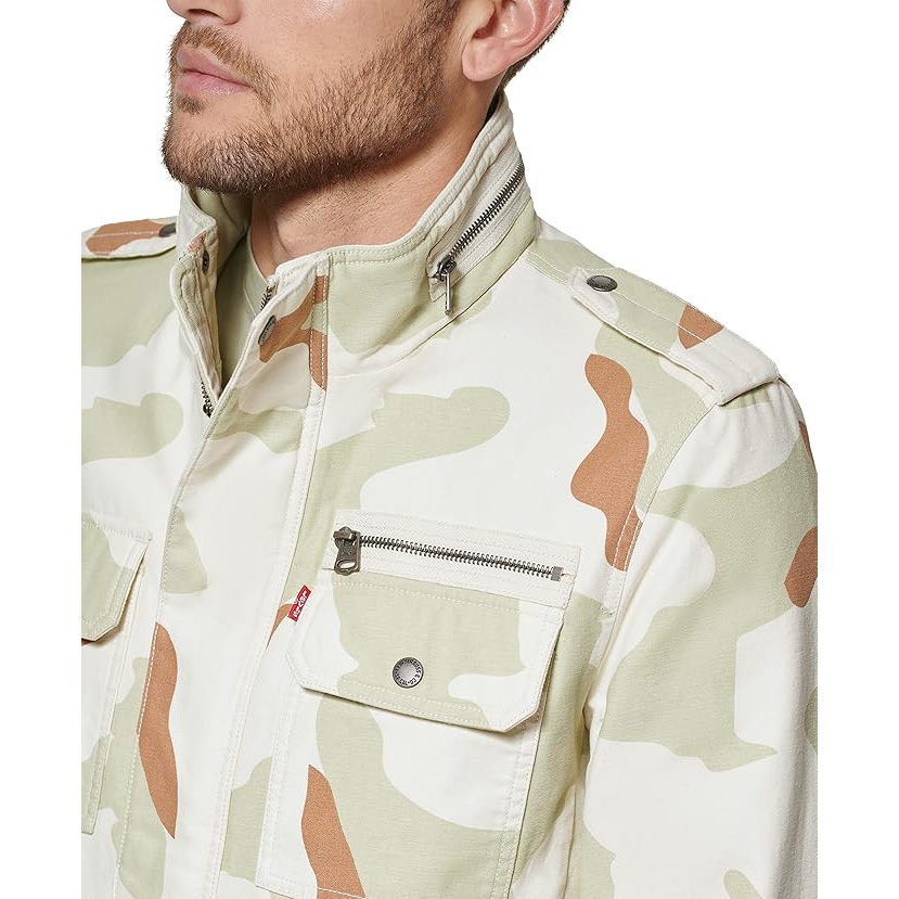 Áo Khoác Levi's Chính Hãng - Washed Cotton Military Jacket - Màu Trắng/Camo | JapanSport LM9MC286-dsc