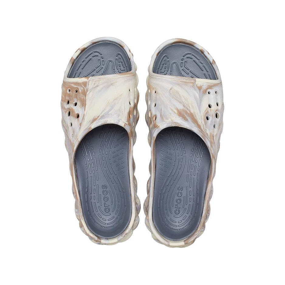Dép Crocs Chính Hãng - Echo Marbled Slide Bone - Màu be | JapanSport 208467-2Y3