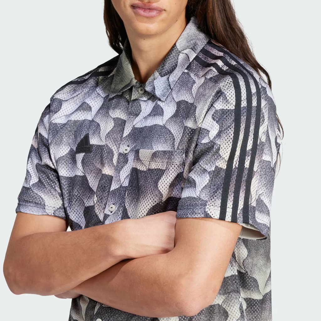 Áo Sơ Mi Adidas Nam Chính Hãng - Tiro Allover Resort - Màu Đen | JapanSport IS1532