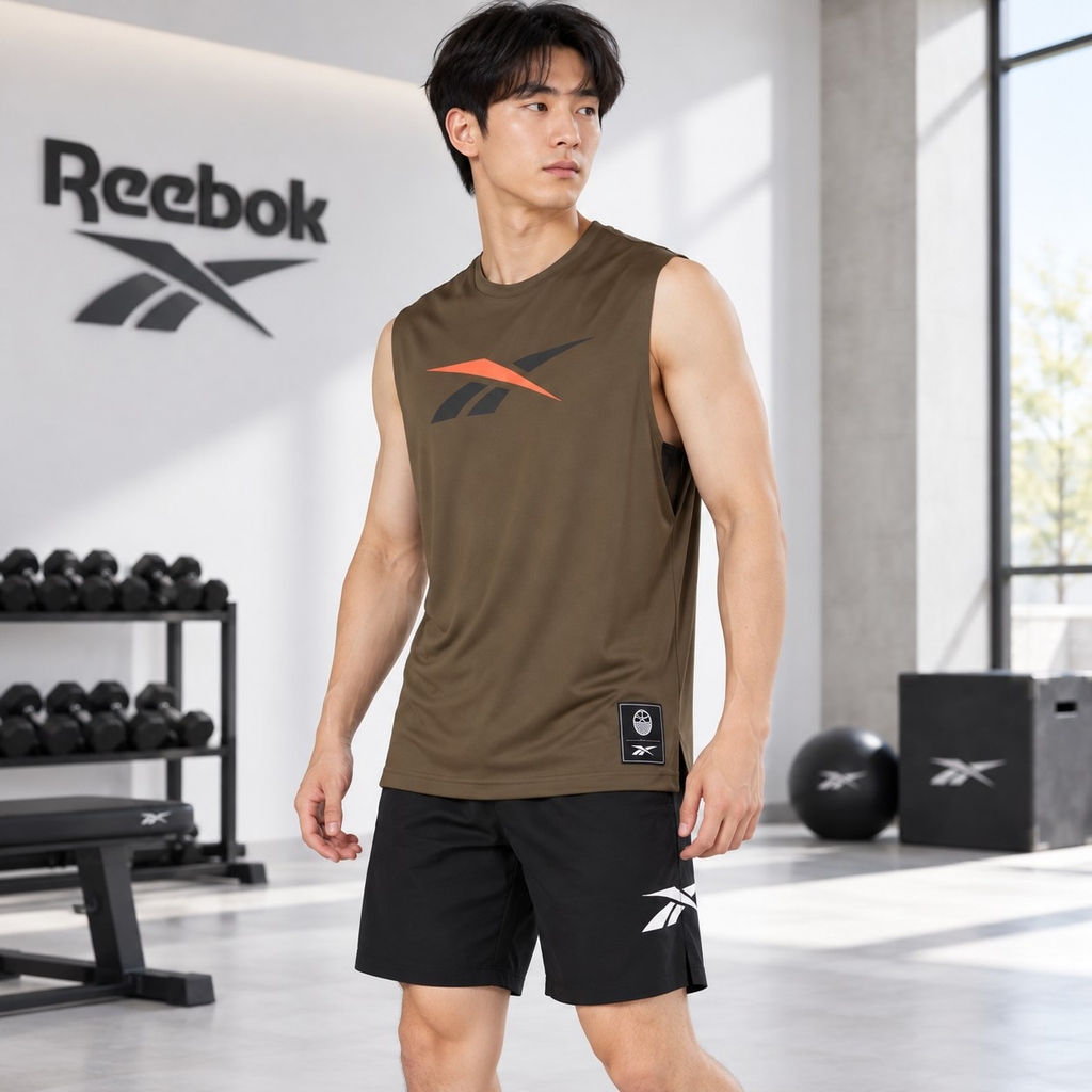 Áo Ba Lỗ Reebok Chính Hãng - Basketball Logo Men's Tank - Màu Olive | JapanSport 100242061