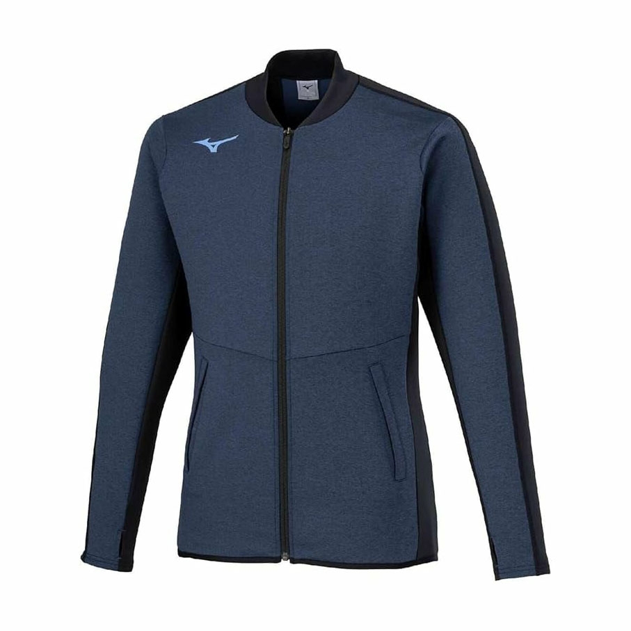 Áo Khoác Mizuno Chính Hãng - Track and Field Wear Mid-Layer Jacket Warm Stretch Slim Silhouette - Màu Xanh | JapanSport U2MCB503-pageant blue heathered