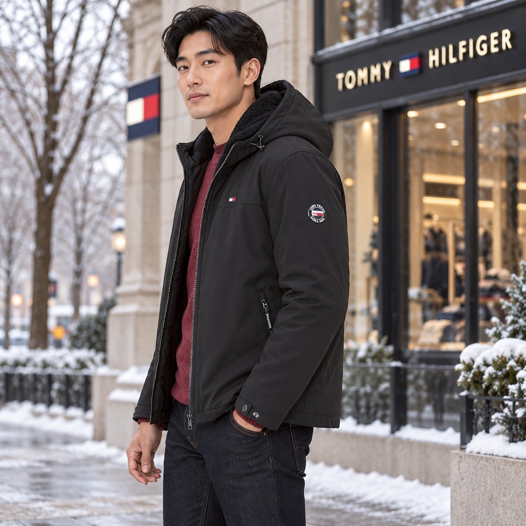 Áo Khoác Tommy Hilfiger Chính hãng - Softshell Hoody with Soft Sherpa Lining - Màu Nâu | JapanSport 156AP477-blk