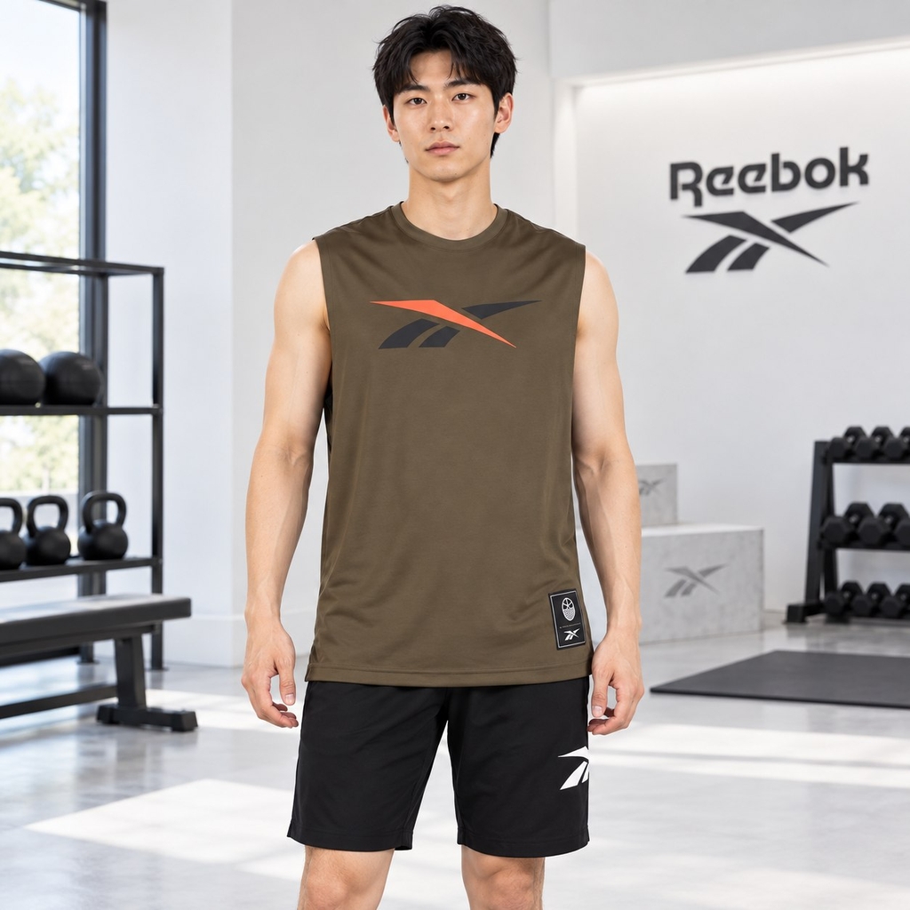 Áo Ba Lỗ Reebok Chính Hãng - Basketball Logo Men's Tank - Màu Olive | JapanSport 100242061