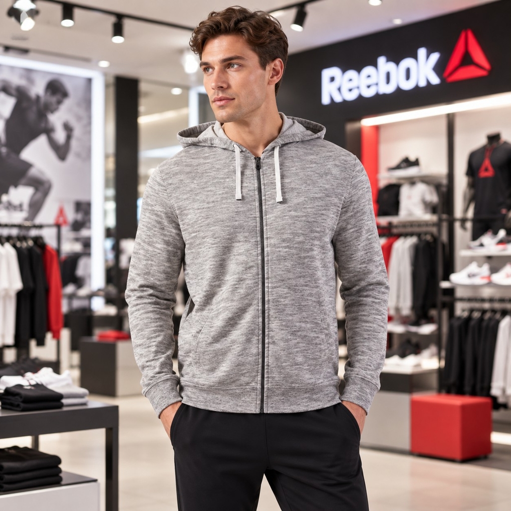 Áo Khoác Reebok nam  Chính Hãng - Essentials Marble Full Zip Hoodie - Grey | JapanSport - CE3916