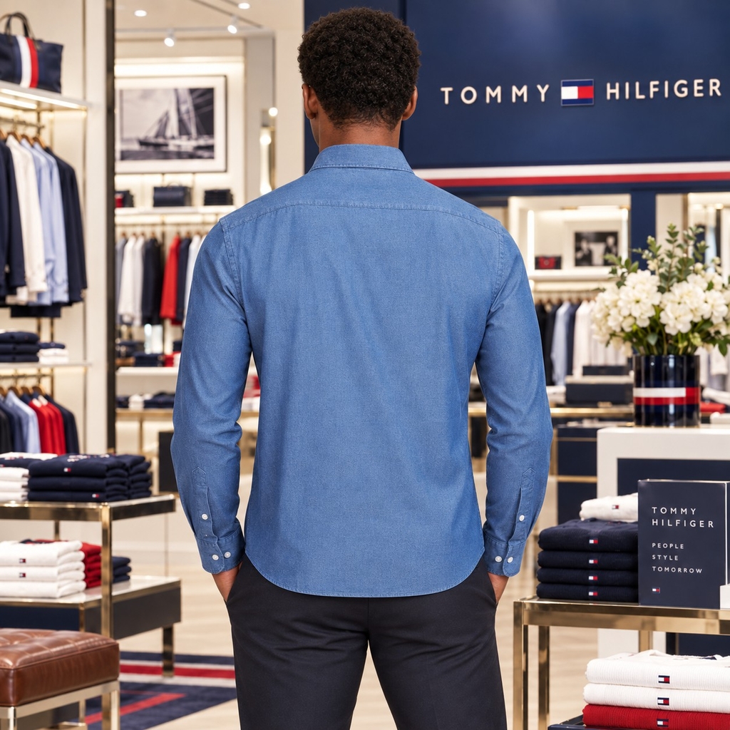 Áo sơ mi Tommy Hilfiger Chính hãng - Regular Fit Button Down Dress Shirt - Màu Xanh | JapanSport 24N1973400