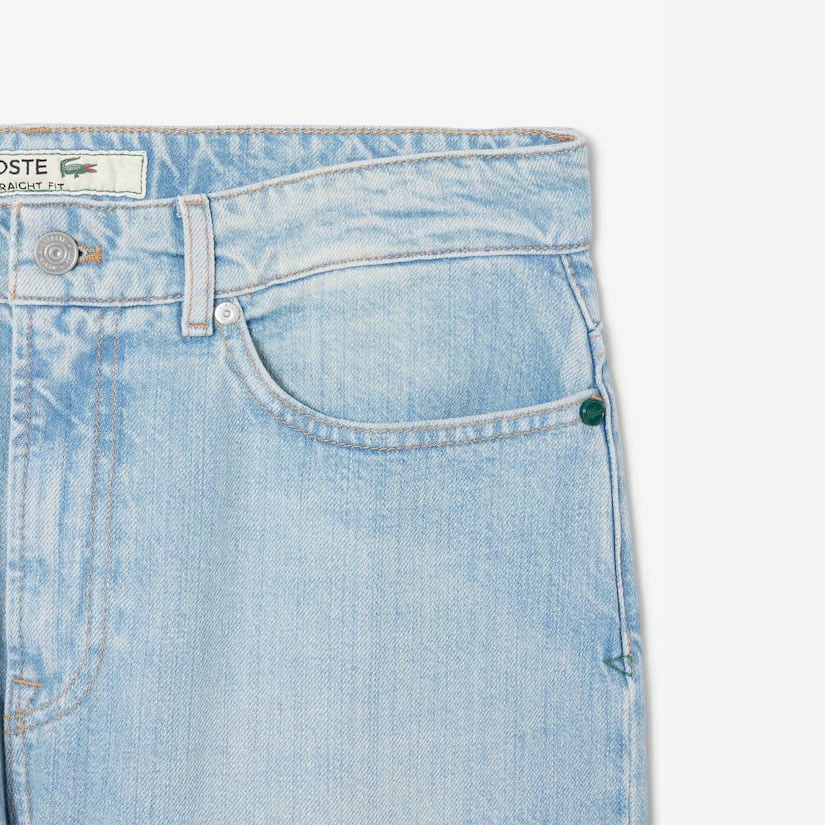 Quần Dài Lacoste Chính hãng - 5 Pocket Straight Cut Indigo Jeans - Màu Xanh Trắng | JapanSport HH2321-51-MKU