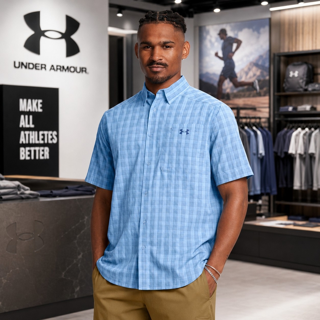 Áo Sơ mi Under Armour Chính hãng - Men's Drift Tide 2.0 Plaid Short-Sleeve T-Shirt - Màu xanh | JapanSport 1369304-467