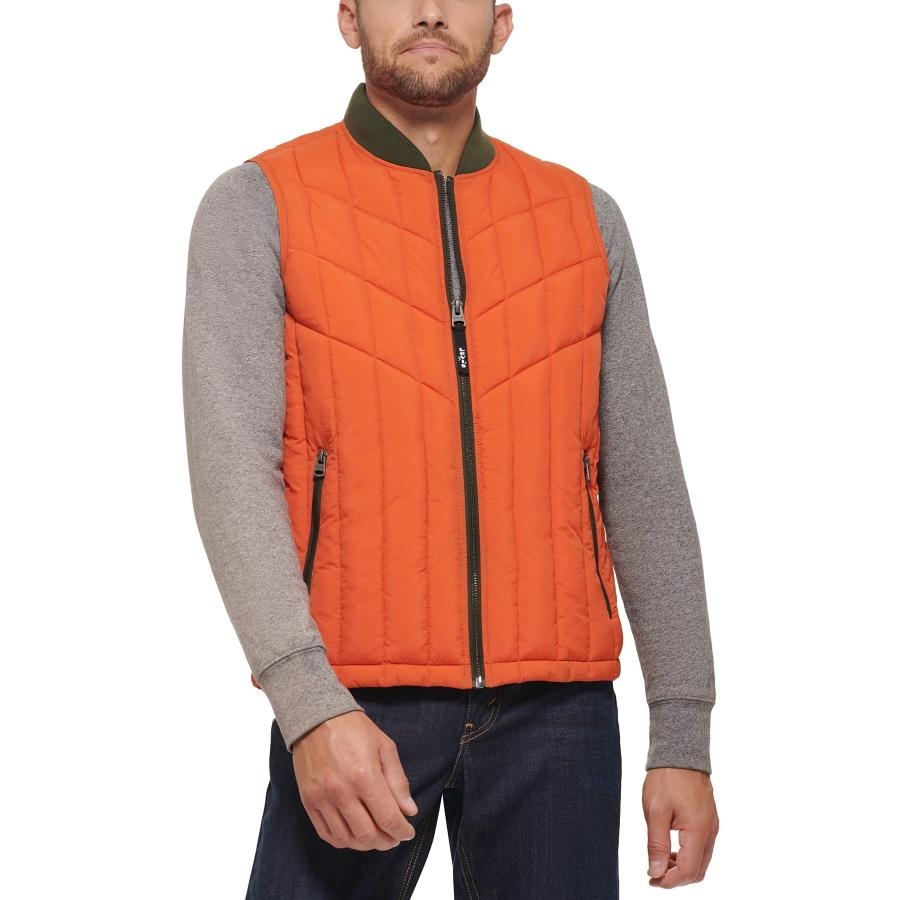 Áo Khoác Levi's Nam Chính Hãng - Quilted Utility Vest with Contrast Detailing - Màu Cam | JapanSport LM2RN393-ora