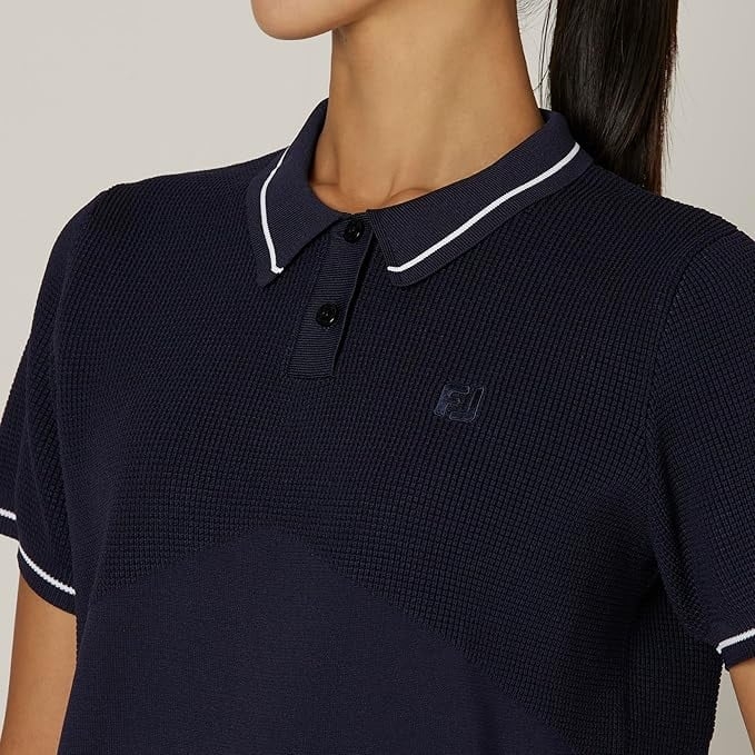 Áo Polo Nữ Foot joy Chính Hãng - Contrasting Knit Fabric - Màu Đen | JapanSport 32297 FJW-F24-M02