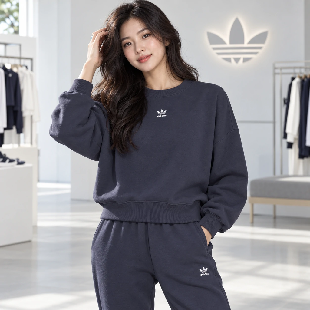 Bộ thể thao Adidas Nữ Chính Hãng - Adicolor Essentials Fleece - Shadow Navy | JapanSport HF7481 + HF7514