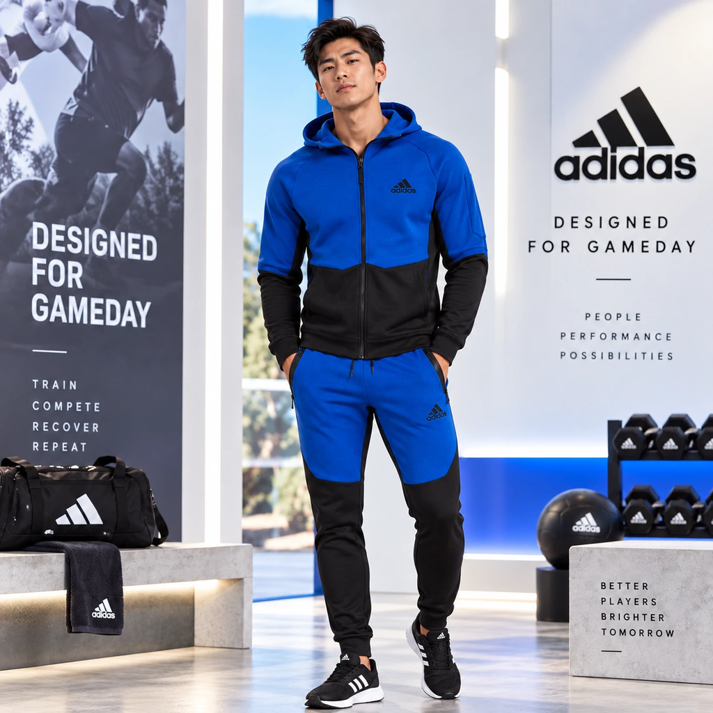 Bộ thể thao nam Adidas Chính Hãng - DESIGNED FOR GAMEDAY- Xanh/Đen | JapanSport HE9873+HE5032