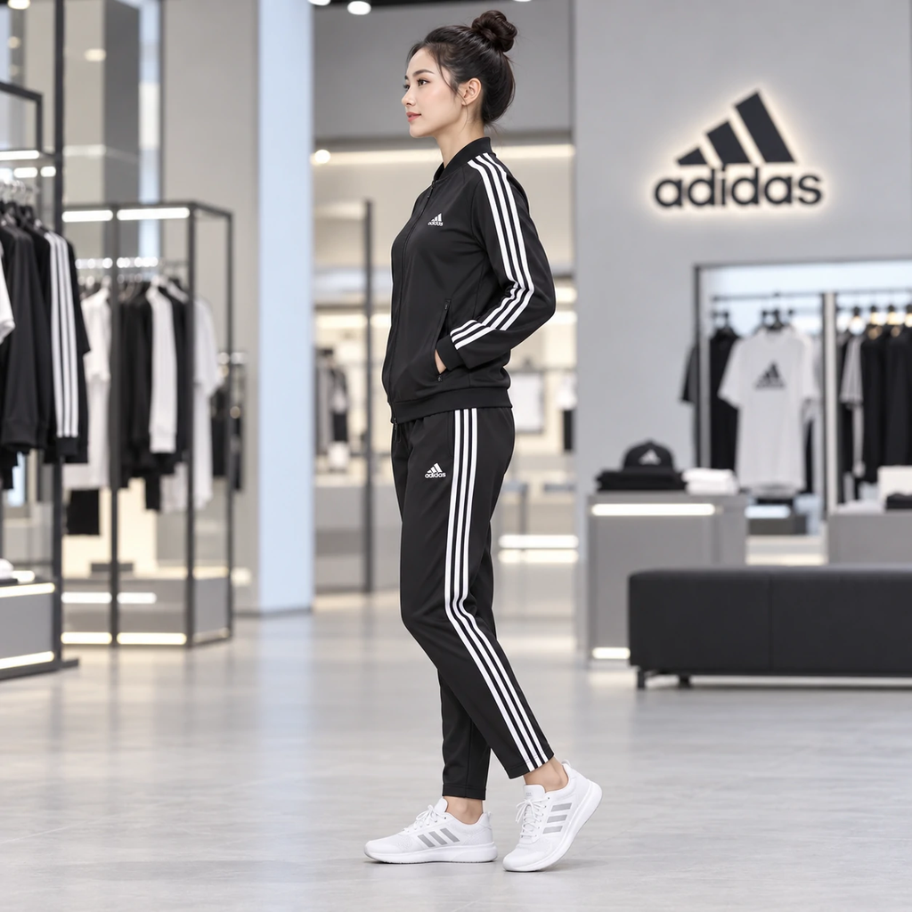 Bộ Thể Thao  Adidas Nữ Chính Hãng - Essentials 3-Stripes Track Suit - Đen | JapanSport GM5534