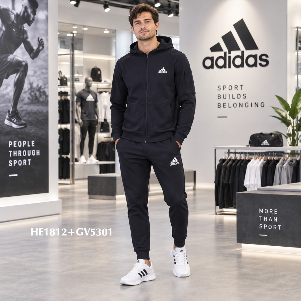 Bộ thể thao cao cấp  Adidas Chính hãng - Essentials 4Gameday Full-Zip Nam - Blue | JapanSport HE1812+GV5301