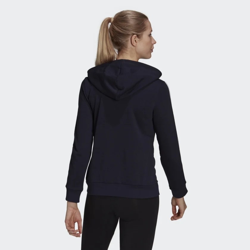 Áo Khoác Adidas Nữ Chính Hãng - Essentials French Terry 3-Stripes Full-Zip Hoodie - Đen | JapanSport GL0804