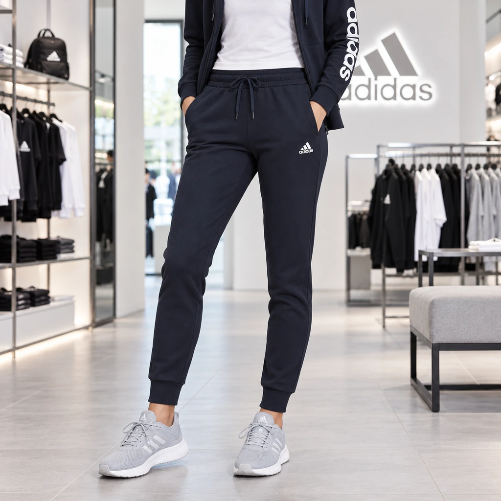 Bộ Thể Thao Adidas Nữ Chính Hãng - Essentials Logo French Terry Track Suit - Navy | JapanSport H07869