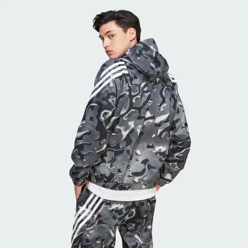 Áo Khoác Adidas Chính Hãng - Future Icons Allover Print Full-Zip Hoodie - Màu Đen | JapanSport IJ8843