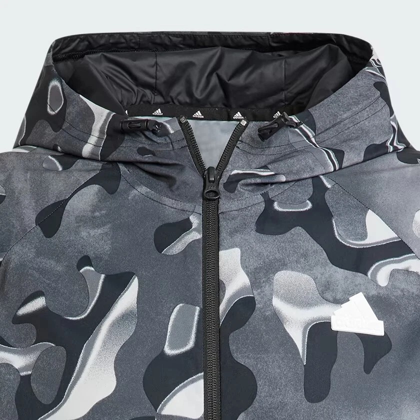 Áo Khoác Adidas Chính Hãng - Future Icons Allover Print Full-Zip Hoodie - Màu Đen | JapanSport IJ8843